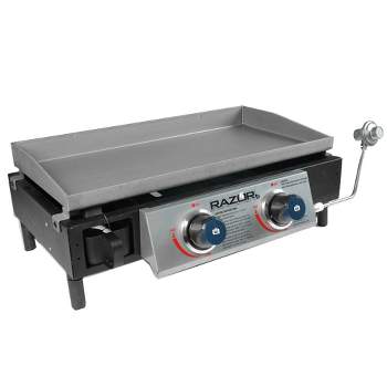 Razor Griddle GGT2130M 25 Inch Outdoor 2 Burner Portable LP Propane Gas Grill Griddle with 318 Square Inch for BBQ Cooking and Frying, Black (Steel)