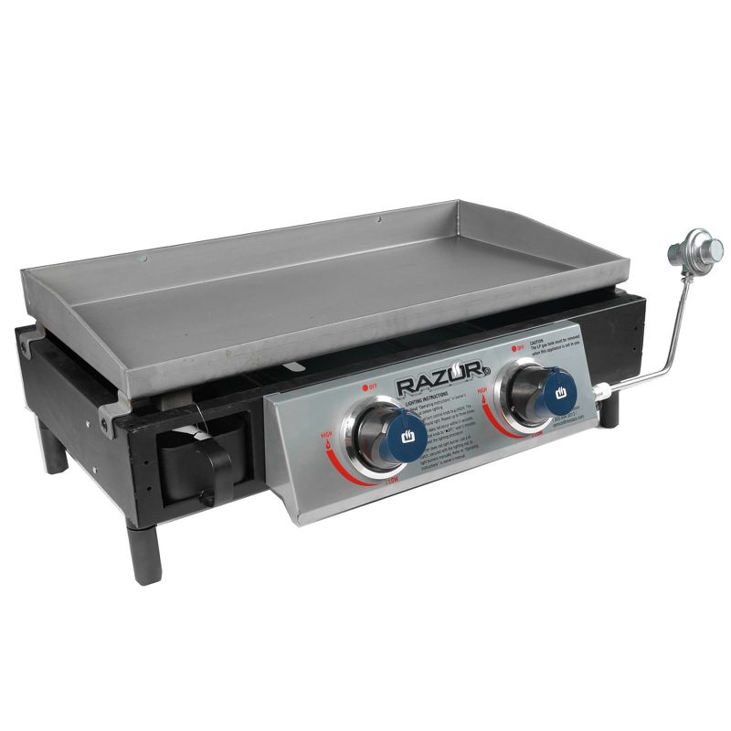 Razor Griddle GGT2130M 25 Inch Outdoor 2 Burner Portable LP Propane Gas Grill Griddle with 318 Square Inch for BBQ Cooking and Frying, Black (Steel), 1 of 8