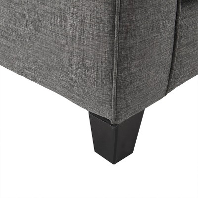 Gray Leather Rolled Arm Loveseat with Pillow Back