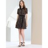 INSPIRE CHIC Women's Short Sleeve Contrast Collar Belted Floral Shirt Dress - 4 of 4