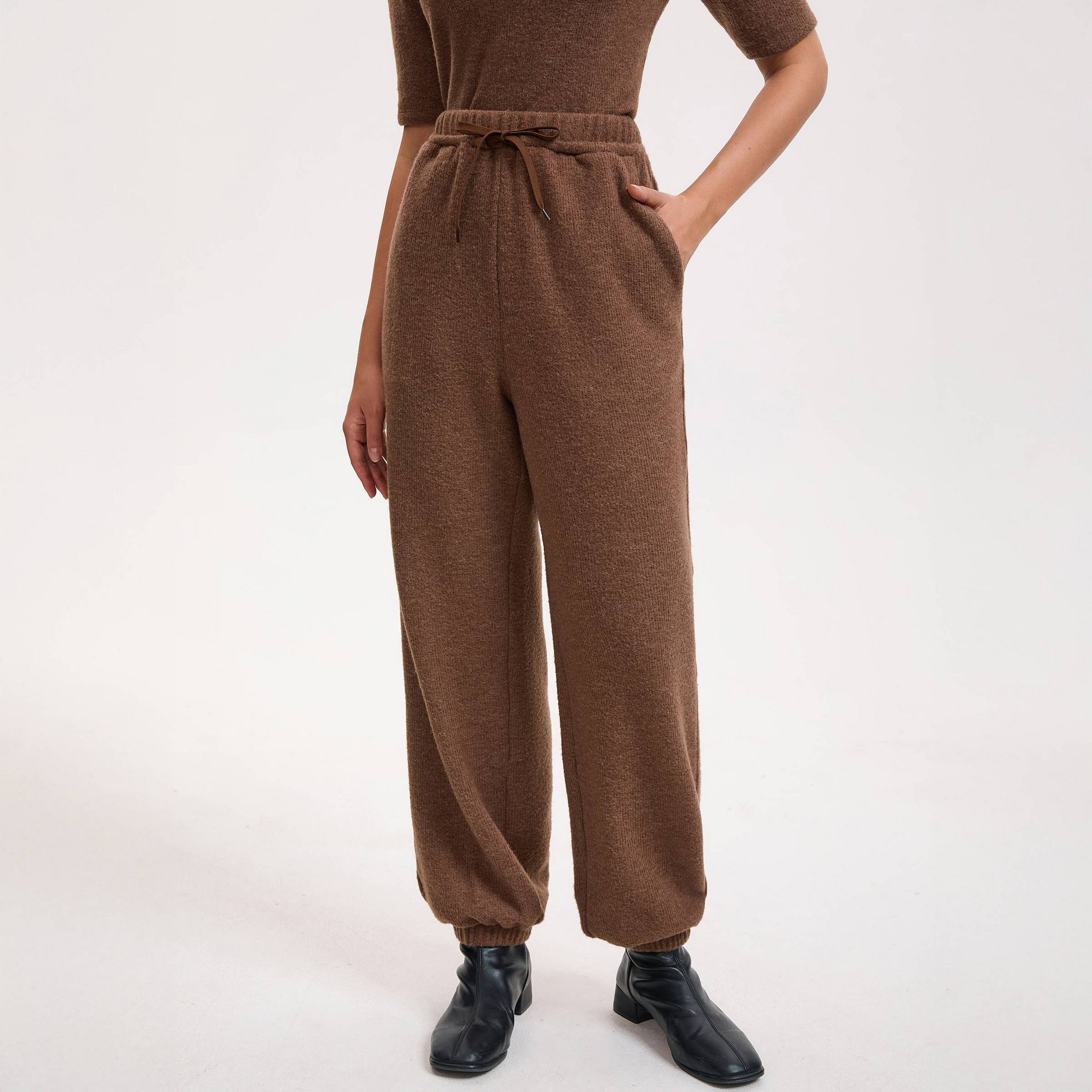Women's High-Rise Soft Joggers - A New Day™ Brown
