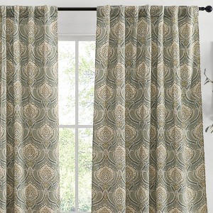 HLC.ME Messina Paisley Damask Back Tab Rod Pocket - Light Reducing Window Curtain Panels, Set of 2 - 1 of 4
