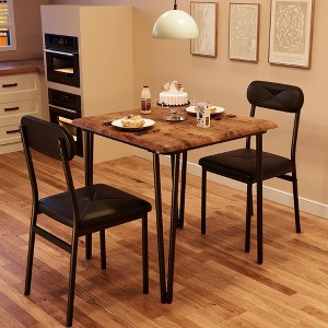 Dining Table for 2, Small Square kitchen Dinner Table Set for 2,Space Saving Wood Modern Dinette With Upholstered,3 Piece - 1 of 4