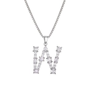 Adornia Silver Plated Mixed Stone Crystal Initial Necklace - 1 of 3