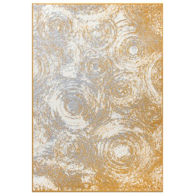 Yellow and Gray 5' x 7' Reversible Synthetic Area Rug