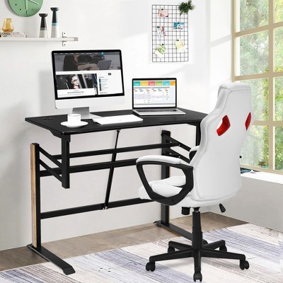 Black Adjustable Height Standing Desk with Power Outlet