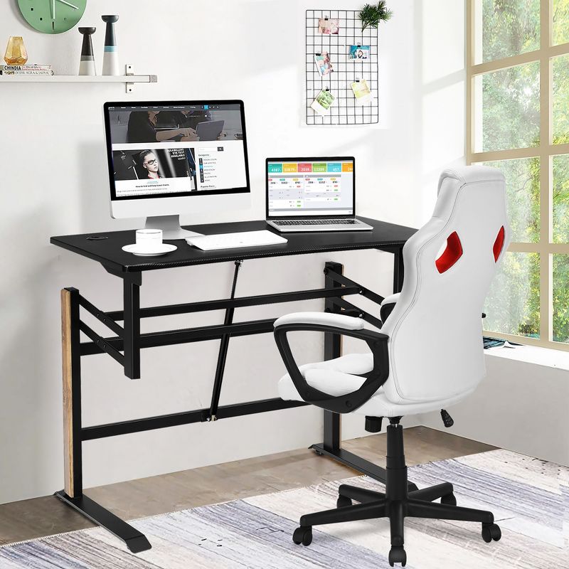 Costway Pneumatic Height Adjustable Standing Desk Sit to Stand Computer Desk Workstaion, 2 of 11