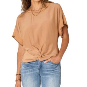 Women's Extended Short Sleeve Woven Top - Democracy - 1 of 4