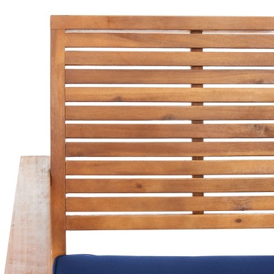 Ozark Natural Acacia Wood and Navy Cushion 4-Piece Outdoor Set