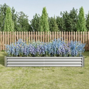 Silver Metal Raised Bed Garden 7.6x3.7x0.98ft for Flower Planters, Vegetables Herb - 1 of 4