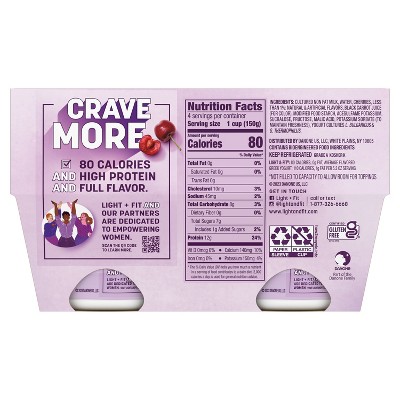 Light + Fit Nonfat Gluten-Free Cherry Greek Yogurt - 4ct/5.3oz Cups