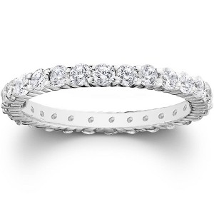 Pompeii3 Platinum 1ct Prong Diamond Eternity Wedding Ring - 1 of 4