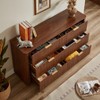 LOVSON 6 Drawer Storage Chest, 55" Wide Modern Chest of Drawers Curved Wave Design,Wood Drawer Organizer for Bedroom, Living Room, Hallway, Walnut - 4 of 4