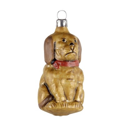 Marolin Manufaktur Glass Christmas Tree Ornament, Sitting Dog, 4"
