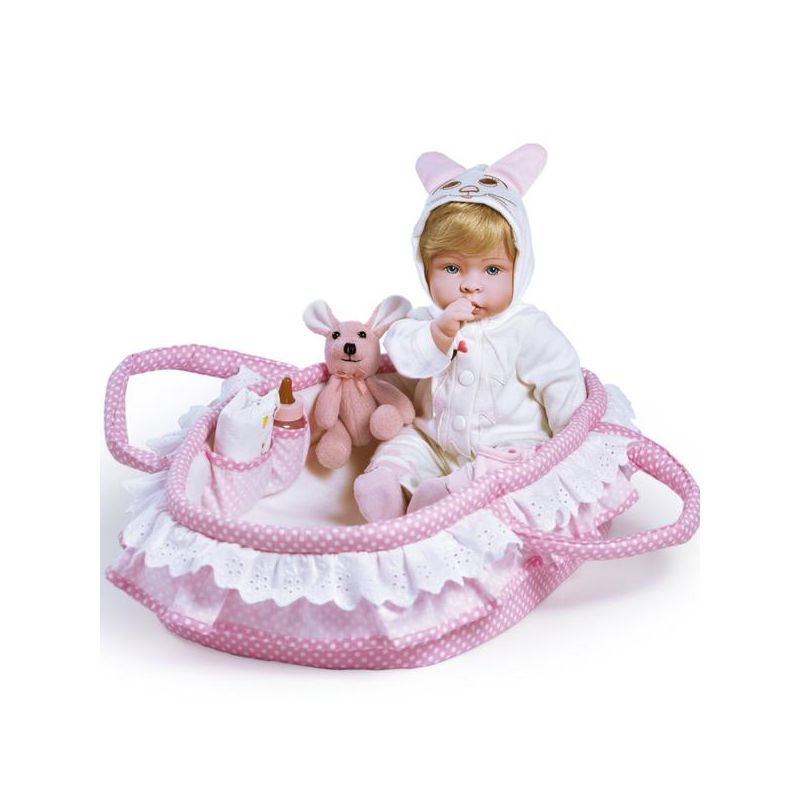 Paradise Galleries "Molly & Fluffy" Soft Baby Doll.  17" weighted baby doll comes with 8 Accessories.  Age 3+, 3 of 9