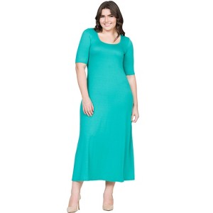 Plus Size Elbow Length Sleeve Maxi Dress - 24seven Comfort Apparel™ - 1 of 4