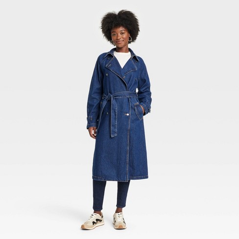 Denim long coat ladies hotsell