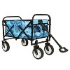 VYNXARIA Minimeetall Colorful Collapsible Foldable Wagon Cart with strapping system, Beach Wagon ,Utility Wagon Grocery Cart,flower blue light - 4 of 4