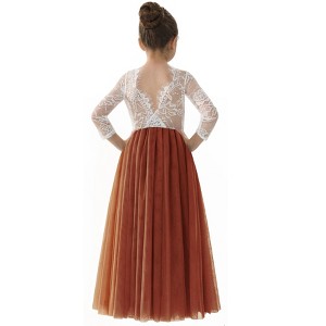 2Bunnies Rose Lace Tulle Sleeve Flower Girl Dress Maxi - 1 of 4