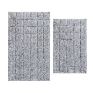 Knightsbridge Stylish And Comfortable Traditional Summer Tile Design 2 PC Cotton Bath Rug Set 20"x30" & 24"x40" Sage - 1 of 4