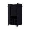 HomeRoots Black Rolling Bar Cart With Wine Storage - 4 of 4