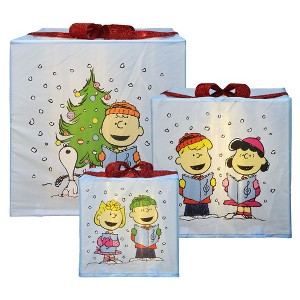 Peanuts Peanuts 30 24 18in LED Presents Printed Carolers Skaters, Blue - 1 of 4