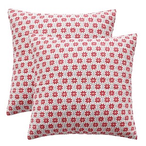 Silent Night Holiday Euro Sham Set of 2 Red - Levtex Home - 1 of 3