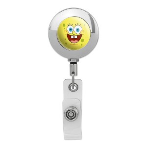 Spongebob Goofy Smile Face Metal Chrome Badge ID Card Holder Clip - 1 of 3