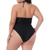 Agnes Orinda Women's Plus Size Halter Ruched Polka Dots High Waisted 2 Piece Swimsuit Tankini Set - 4 of 4