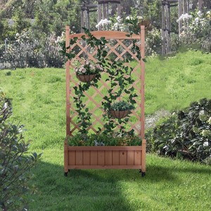 Wooden Gazebo, Planting Boxes and Diamond Trellis, Portable Outdoor Elevated Garden Bed with Drainage Holes, Suitable for Climbing Plants. - 1 of 4