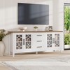 Farmhouse TV Stand for 70" TV, Mid-Century Modern Entertainment Center with 3 Drawers & 2 Storage Doors, Wooden Media Console for Living Room - 2 of 4