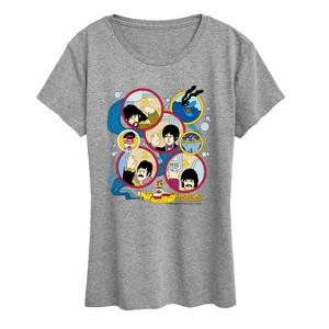 Women's - The Beatles - Yellow Sub Grid Short Sleeve Graphic T-Shirt - 1 of 4