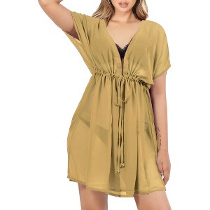 LA LEELA Women's Beachwear Summer Swim Beach Cover Ups for Bikini Sheer Cover up Dress Bathing Suit Swimsuit Coverups for Women - 1 of 4