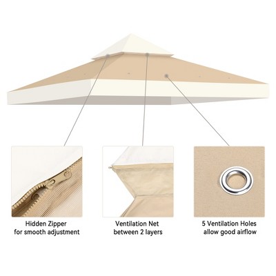 Ivory and Sand Dual-Tier Gazebo Canopy Replacement Cover