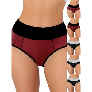 INSPIRE CHIC Women's High Waist Tummy Control Color-Block Available Briefs 6 Packs - 1 of 4