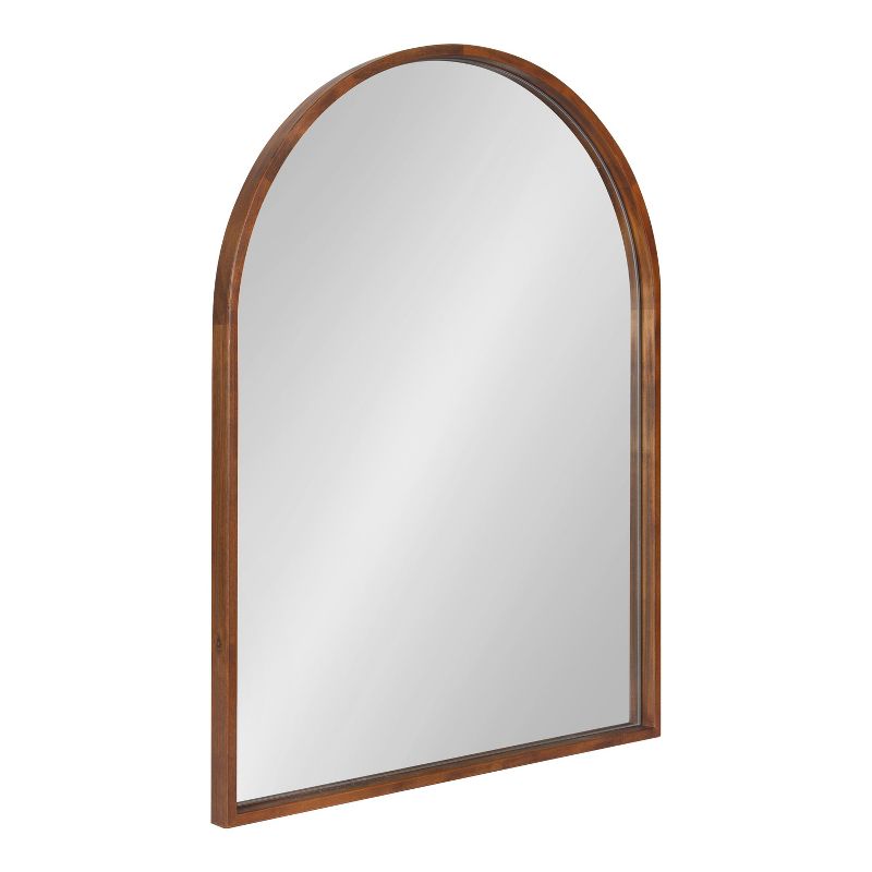 Kate &#38; Laurel All Things Decor 24&#34;x32&#34; Valenti Mid-Century Modern Arched Wall Mirror Walnut Brown, 1 of 9