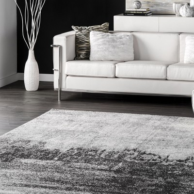Black Abstract 8' x 10' Stain-Resistant Synthetic Rug