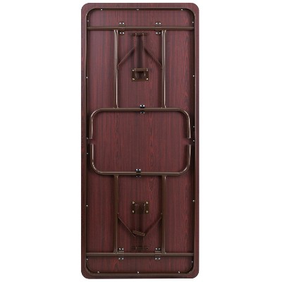Elegant 72" Mahogany Laminate Folding Banquet Table with Metal Frame