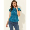 INSPIRE CHIC Women's Short Sleeve Vintage Polka Dots Button Up Blouse - 2 of 4