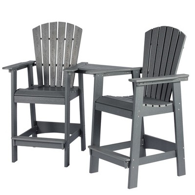 Whizmax Tall Adirondack Chairs Set of 2, HDPE Balcony Chair with Connecting Tray & Umbrella Hole