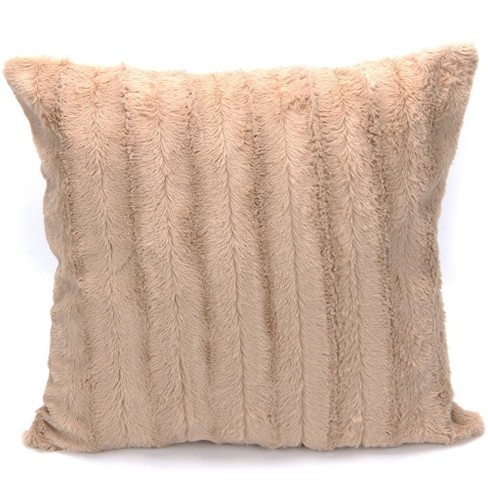 Plush Faux Fur Modern Textured Accent Throw Pillow Covers 18x18