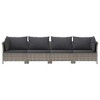 vidaXL Modern & Elegant 4-Piece Patio Lounge Set with Comfortable Cushions, Weather-Resistant Poly Rattan Material, Lightweight & Easy-Assembly, Gray - 4 of 4