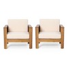 Sapphtopaz Patio Sofa with Shutter-Slat Design & Water-Resistant Cushions, Acacia Wood Outdoor Sofa, Outdoor Club Chair, Outdoor Sofa Chair - 3 of 4
