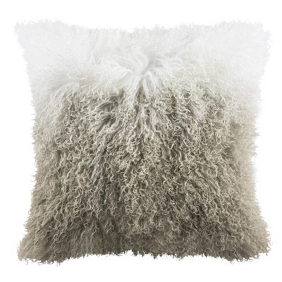 Suri Sheep Skin Pillow - White/Grey - 20" x 20" - Safavieh