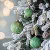 NAYSAYE Party Decoration and Accessories Set of 6 Glass Christmas Ball Ornament Set for Holiday Celebration, Green, 3.9"*3.9"*0.09" - 4 of 4