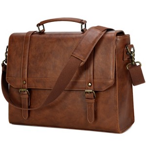 Messenger Bag for Men 15.6 inch Vintage Leather Waterproof Laptop Briefcase - 1 of 4