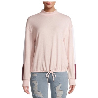 No Boundaries Womens Drawstring Pullover Blouse, Pink, X-Large