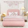 Brafab Twin Boucle Bed Frame, Upholstered Cloud Bed Frame with Headboard, Rounded Corners Design & Easy Assembly – Modern Platform Fluffy Bed,PINK - 4 of 4