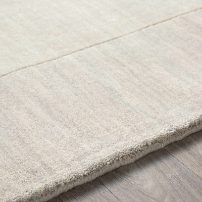 Hauteloom Bordered Solid Beige Cream Wool Rug
