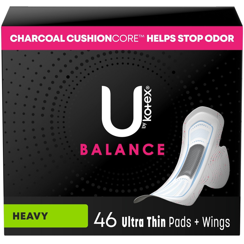 U by Kotex Balance Ultra Thin Pads with Wings  Heavy Absorbency  46 Count